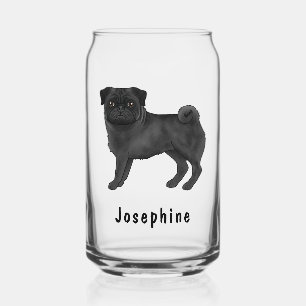 Schwarzer Mops Hund Niedlicher Cartoon Mops mit In Dosenglas