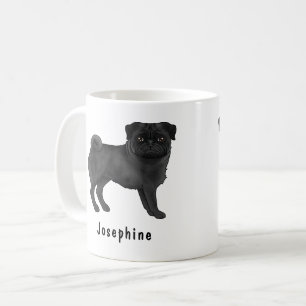 Schwarzer Mops-Hund Süßer Cartoon-Hund mit Namen Kaffeetasse