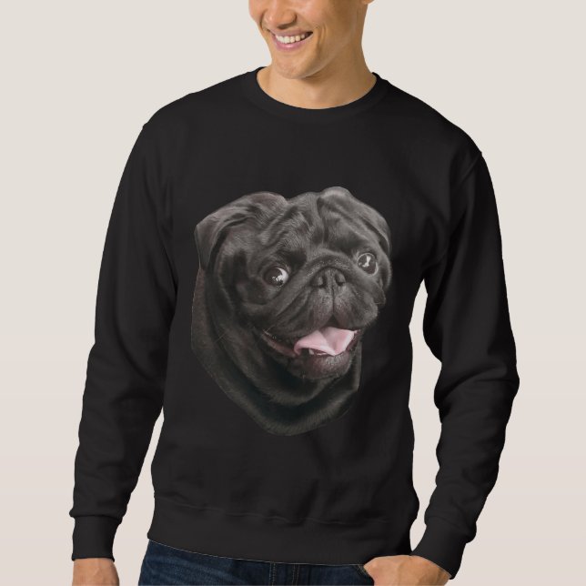 Schwarzer Mops Hundeliebhaber niedlicher komischer Sweatshirt (Vorderseite)
