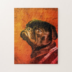 Schwarzer Mops Hundportrait Puzzle