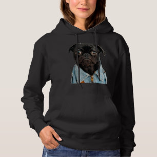 Schwarzer Mops in Jeans Sticker Classic T - Shirt