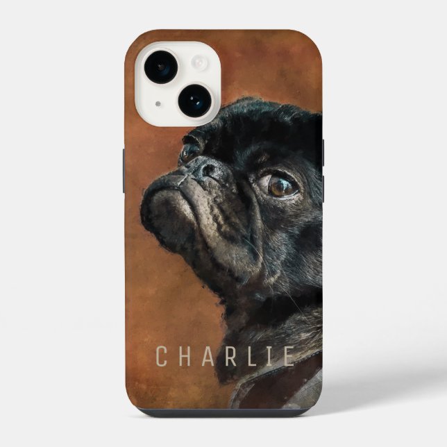 Schwarzer Mops iPhone Hülle (Rückseite)