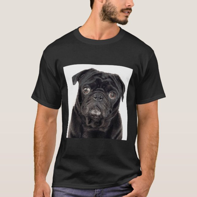 Schwarzer Mops Klassiker 445 T-Shirt (Vorderseite)