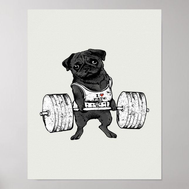 Schwarzer Mops-Lift | Funny Mops Lover Poster (Vorne)