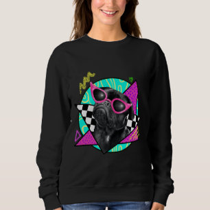Schwarzer Mops mit rosa Sonnenbrille Klassischer T Sweatshirt
