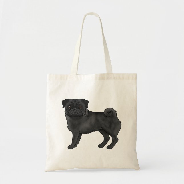 Schwarzer Mops Mops Hunde züchten Design Niedliche Tragetasche (Vorne)