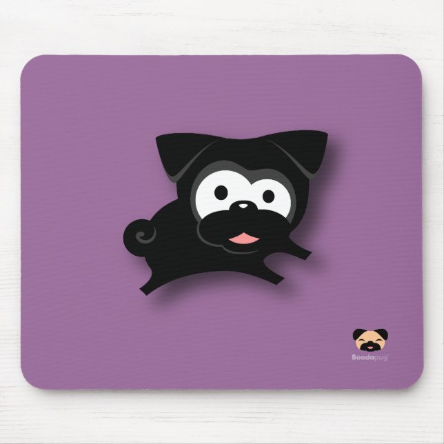 Schwarzer Mops Mousepad (lila) (Vorne)
