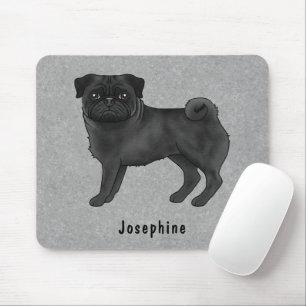 Schwarzer Mops Niedlicher Cartoon Hund mit Individ Mousepad