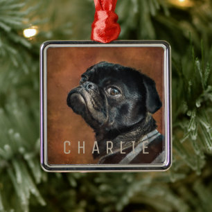 Schwarzer Mops Ornament Aus Metall