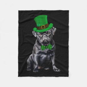 Schwarzer Mops Patrick's Day Hut Lustiger St. Patr Fleecedecke
