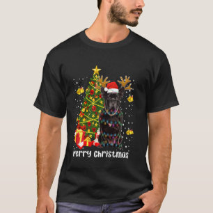 Schwarzer Mops-Santa-Weihnachtsbaum-Lichter Xmas-R T-Shirt