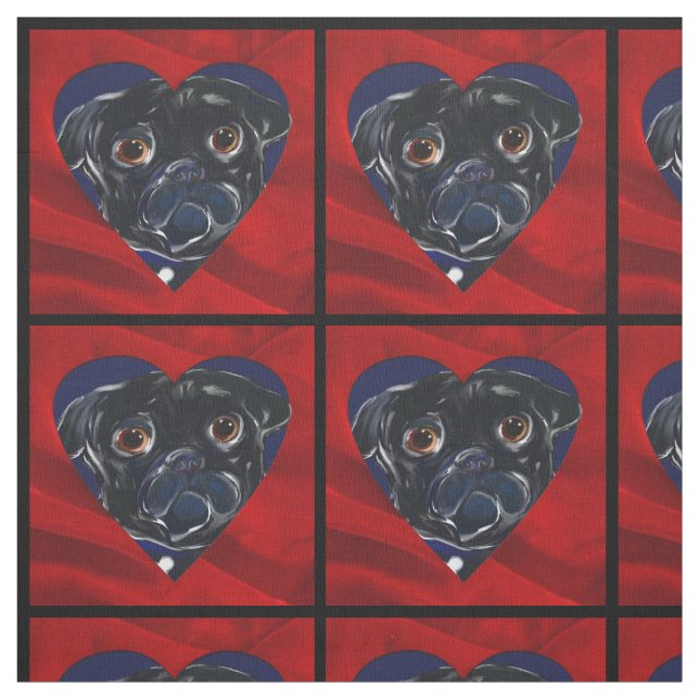Schwarzer Mops Stoff (Muster)