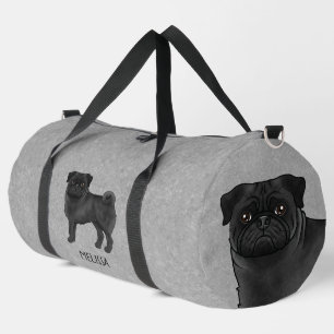Schwarzer Mops süßer Cartoon-Hund mit individuelle Duffle Bag