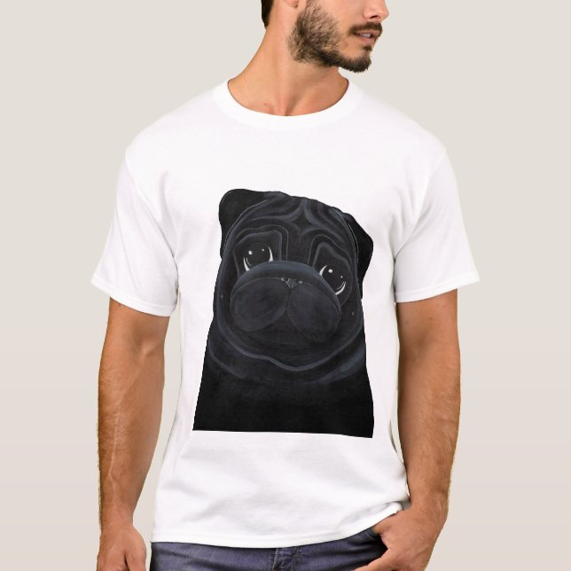 Schwarzer Mops-T - Shirt (Vorderseite)