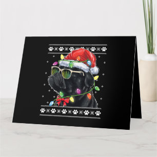Schwarzer Mops Weihnachtsbaum Hund Mama Vater Ugly Karte