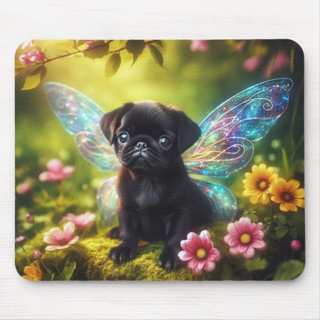 Schwarzer Mops Welppy Mousepad (Vorne)