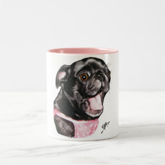 Schwarzer Mops Whassup?! Zweifarbige Tasse