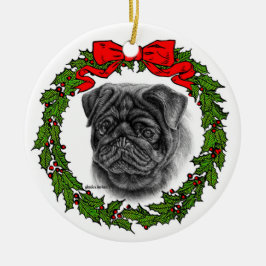 Schwarzer Mops Zeichnend von Glenda S. Harlan Keramik Ornament
