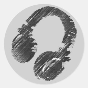 schwarzer Musikdiskjockeykopfhörer Runder Aufkleber