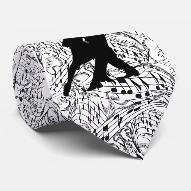 SCHWARZER MUSIKNOTEN MIT TANZEN-PAAREN KRAWATTE (Gerollt)