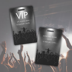 Schwarzer Name Custom VIP All Access Pass Konzert Ausweis