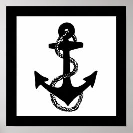 schwarzer nautischer ANCHOR mit Seil | Poster