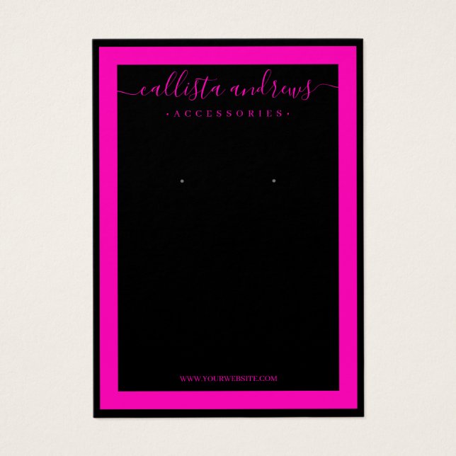 Schwarzer Neon Pink Border Curring Ohrring Display (Vorderseite)