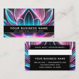 Schwarzer Neon Rosa und Blue Lotus Blume Beruflich Terminkarte