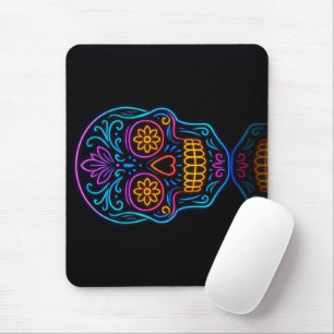 Schwarzer, neonfarbener Zuckerschädel/Willkommen z Mousepad