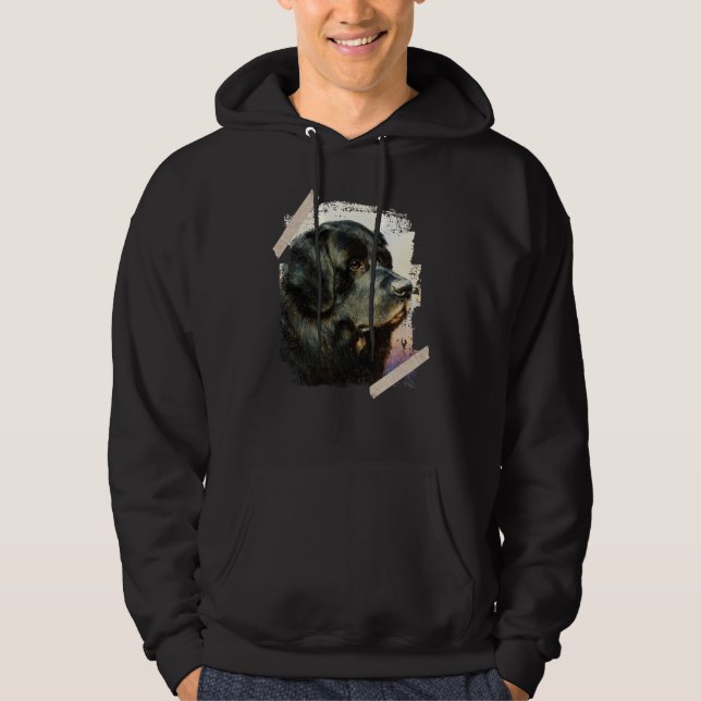 Schwarzer Neufundland-Hund - Malerei Hoodie (Vorderseite)