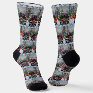 Schwarzer Neufundländer Weihnachten Rotes Lastwage Socken