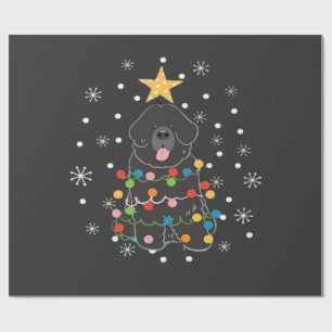 Schwarzer Newfie Neufundländer-Hund Weihnachtsbaum Geschenkpapier