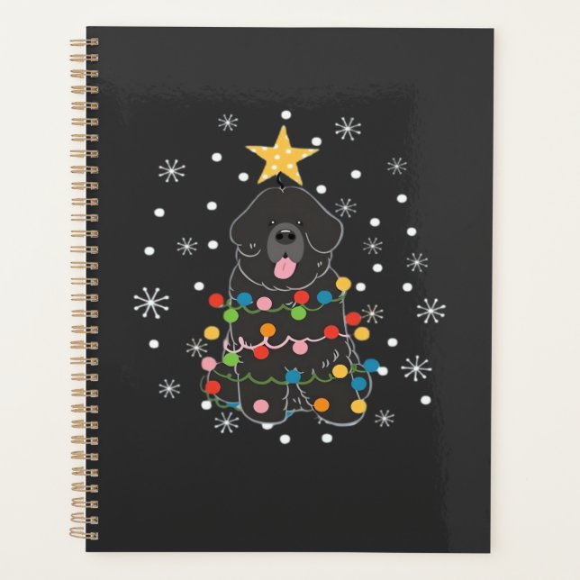 Schwarzer Newfie Neufundländer Hund Weihnachtsbaum Planer (Vorderseite)