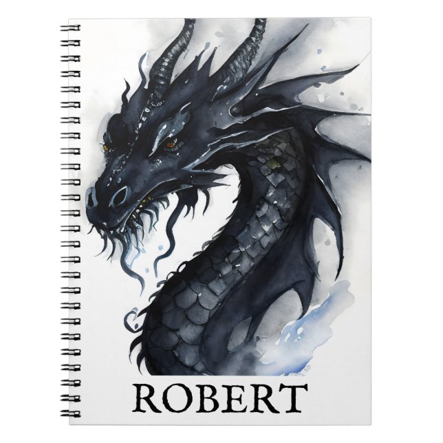 Schwarzer Nidhogg-Drache mit Namen Notizblock (Vorderseite)