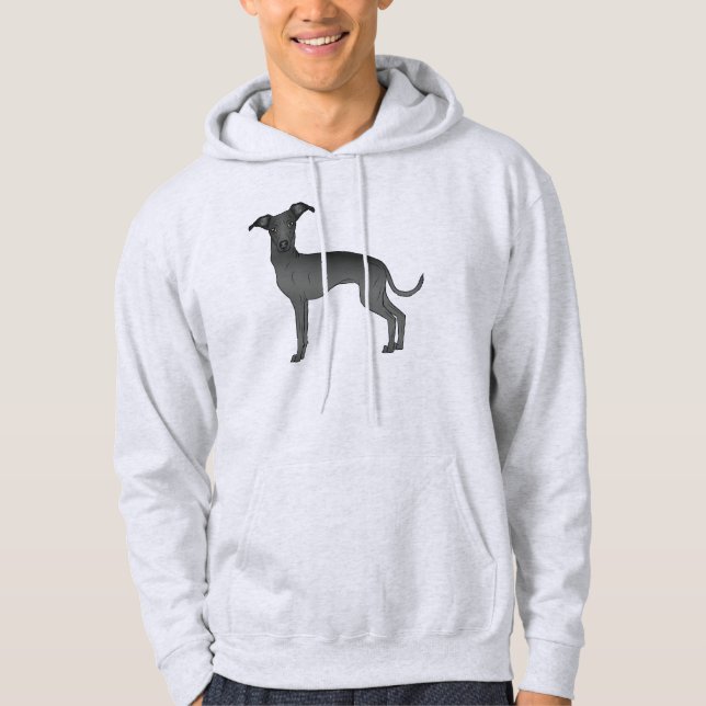 Schwarzer Niedlicher Grauhund Hoodie (Vorderseite)