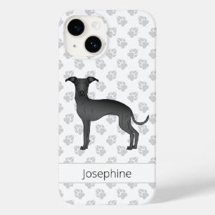 Schwarzer Niedlicher Grauhund mit Individuelle Nam Case-Mate iPhone 14 Hülle
