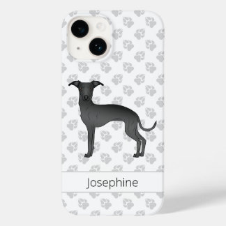 Schwarzer Niedlicher Grauhund mit Individuelle Nam Case-Mate iPhone 14 Hülle