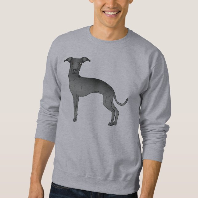Schwarzer Niedlicher Grauhund Sweatshirt (Vorderseite)