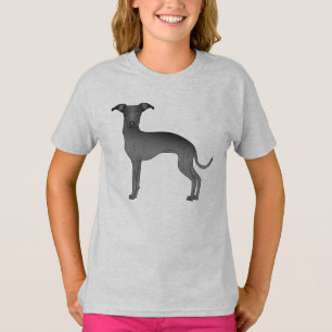 Schwarzer Niedlicher Grauhund T-Shirt