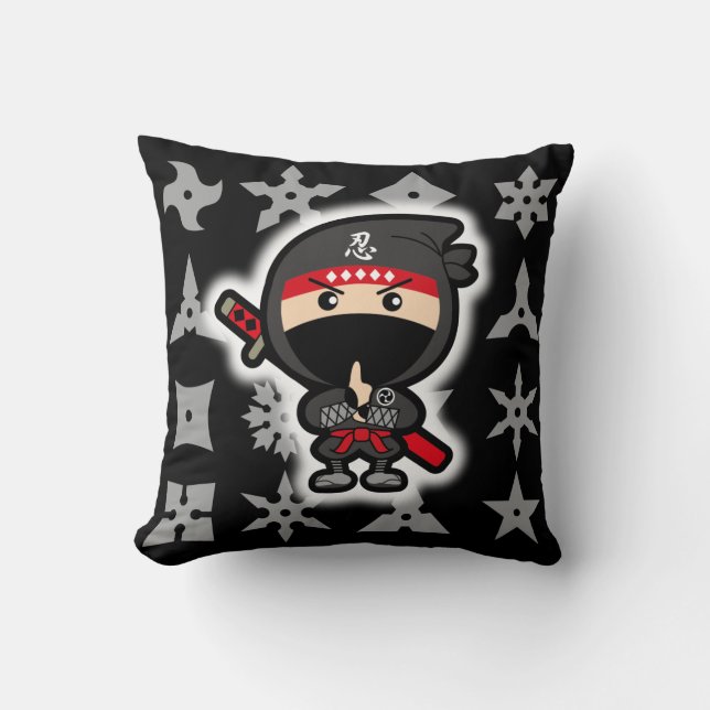 Schwarzer Ninja Junge Kissen (Vorderseite)