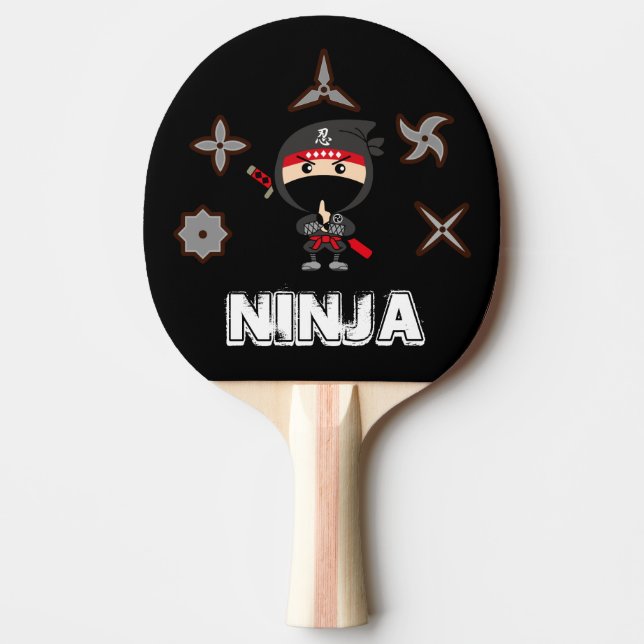 Schwarzer Ninja Junge Tischtennis Schläger (Vorderseite)