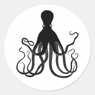 Schwarzer Oktopus Runder Aufkleber