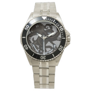 Schwarzer Oktopus über Anker Armbanduhr