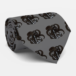 Schwarzer Oktopus über Anker Krawatte