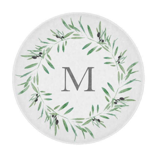 Schwarzer Olive-Kranz Schneidebrett (Vorderseite)