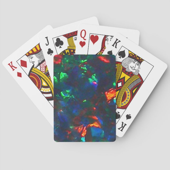 Schwarzer Opal-Feuer-roter grüner Spielkarten (Rückseite)