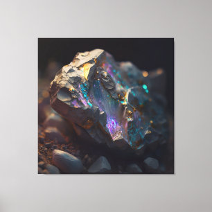 Schwarzer Opal-Inspirierter Felsen mit violetten H Leinwanddruck