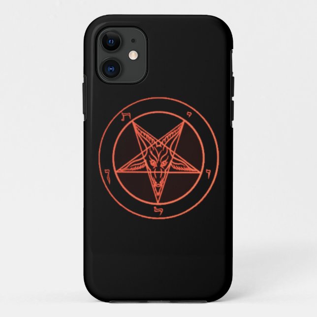 Schwarzer/orange Baphomet Telefon-Kasten Case-Mate iPhone Hülle (Rückseite)