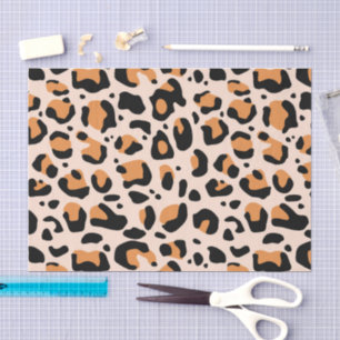 Schwarzer Orange Funky Leoparden Druck Decoupage Seidenpapier