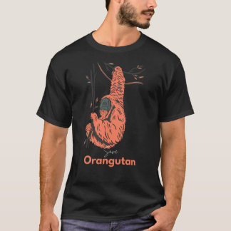 Schwarzer Orange Illustriert Gerettet Orangutan  T-Shirt